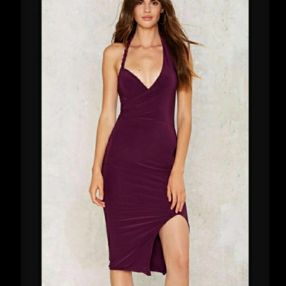Halter Dress w/ Slit - Picture 2 of 11